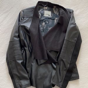 levi’s black faux leather and suede moto jacket